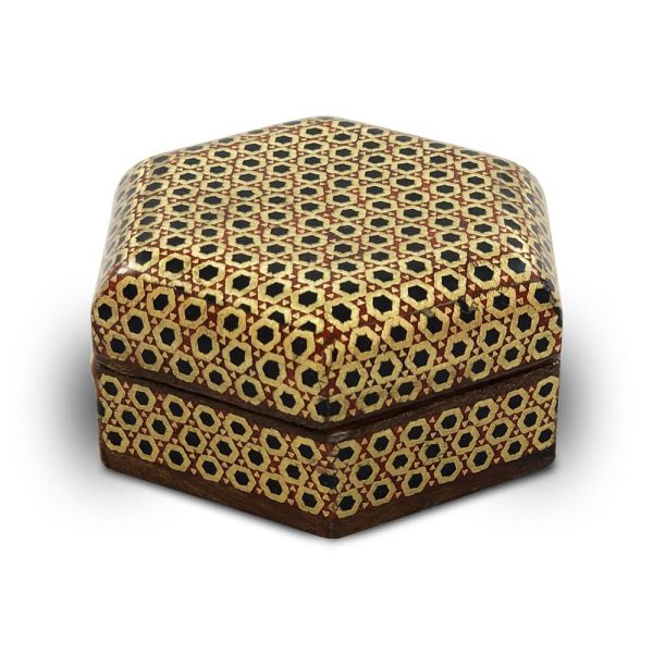 جعبه خاتم کاری شش گوش کوچک 4