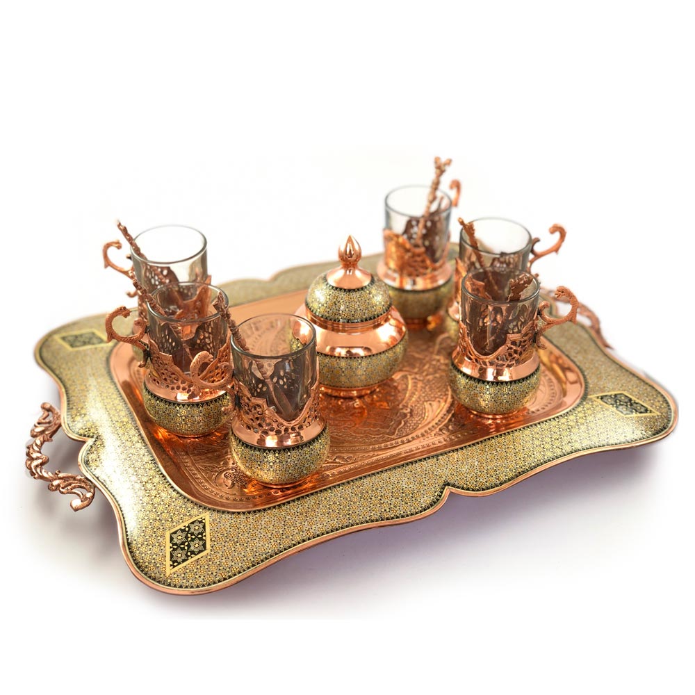 سرویس چایخوری مس و خاتم