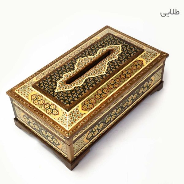 جعبه دستمال کاغذی خاتم کاری مدل خفاشی - Image 6