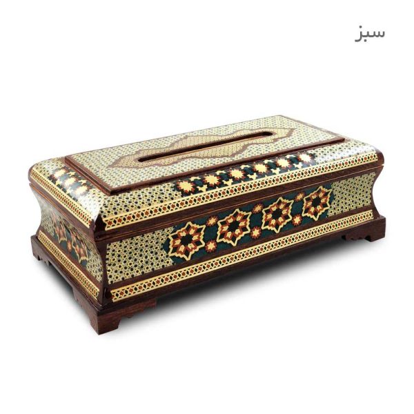 جعبه دستمال کاغذی خاتم کاری مدل خفاشی 1