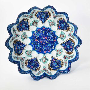 کاسه پایه‌دار میناکاری 25 سانتی مدل پرداز
