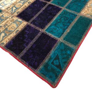 فرش کلاژ چهل تکه دستباف طرح اطلسی