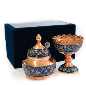 ست آجیل خوری و قندان مس و پرداز