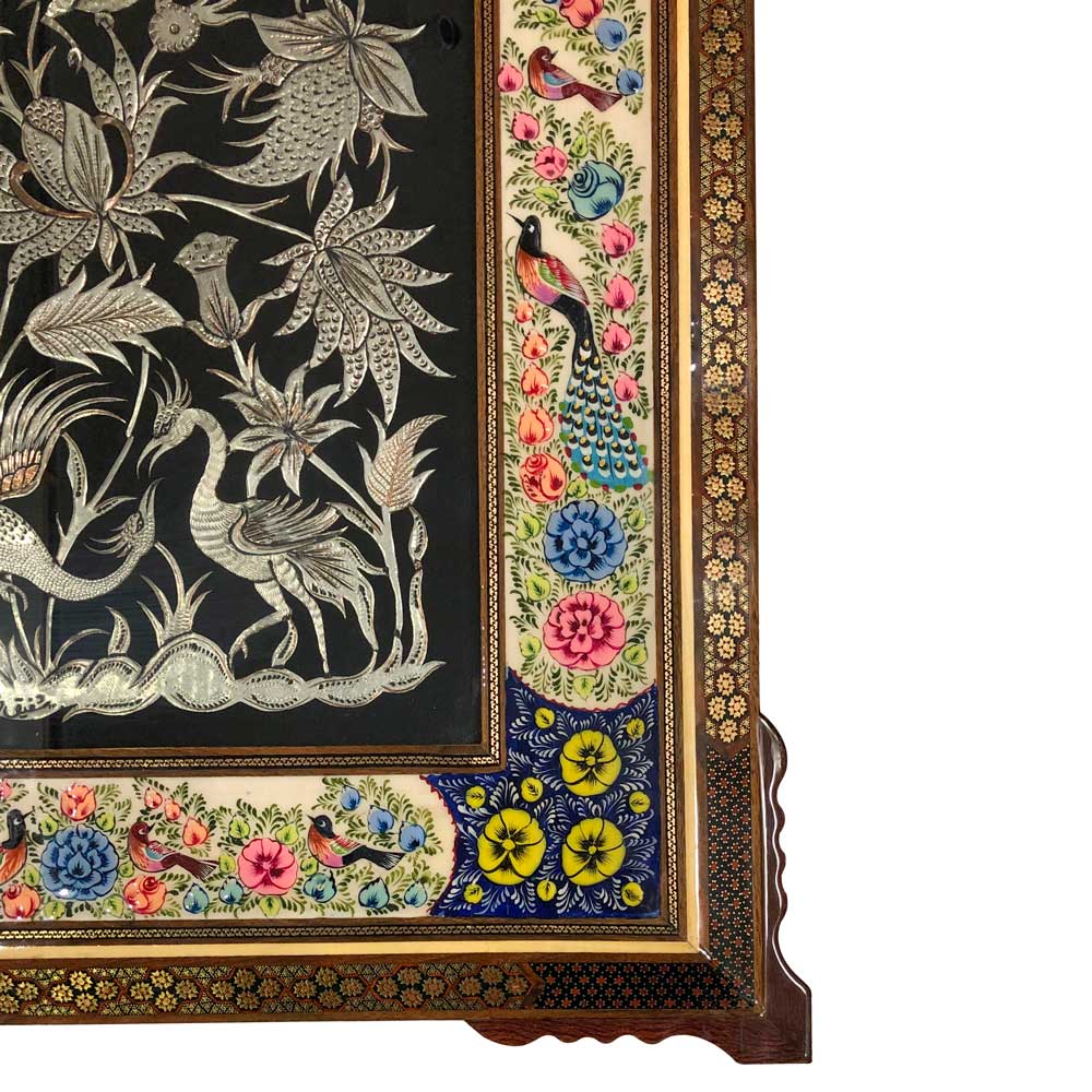 تابلو خاتم کاری دور نقاشی با پلاک قلمزنی 30*40 1