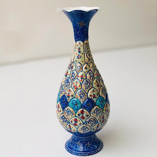 ست گلدان میناکاری 25 سانتی و رومیزی ترمه معمولی 3