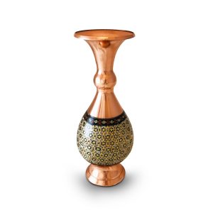 گلدان صراحی مس و خاتم 16 سانتی