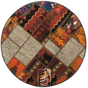 گلیم چهل تکه دستباف گرد مدل gt-52