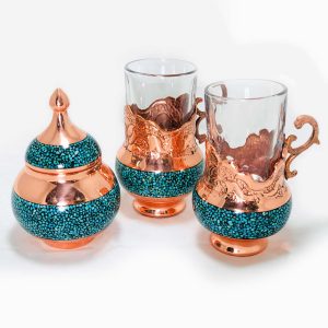 سرویس چایخوری فیروزه کوبی دو نفره