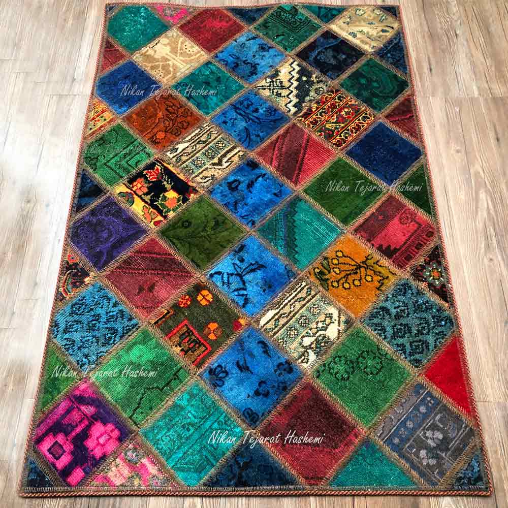 فرش چهل تکه دستباف 1 در 1/5 متری مدل ft-79 1