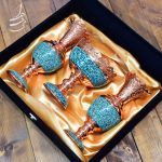 ست جفت گلدان سنبلدان 25 سانتی و آجیل خوری 16 سانتی فیروزه کوبی