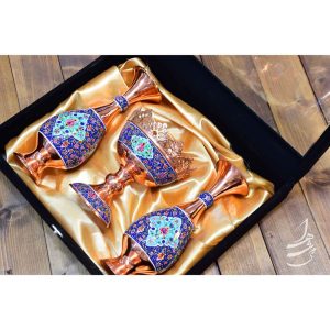 ست آجیل خوری و گلدان مس و پرداز 25 سانتی