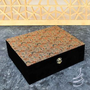 ست جفت گلدان فیروزه کوب 20 سانتی و رومیزی ترمه ابریشم