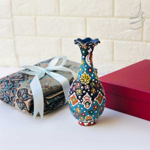 ست گلدان سفال میناکاری 20 سانت و ترمه 1 در 1