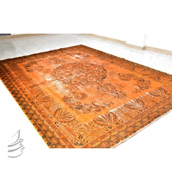 فرش وینتیج دستباف نارنجی 3.4*2.57 متری کد fd-159 4