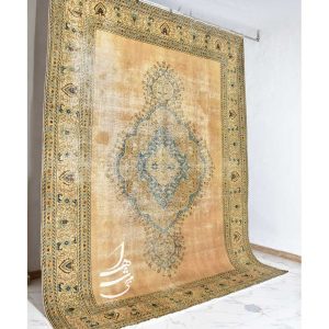 فرش وینتیج دستباف کرم 3.9*2.95 متری کد fd-114