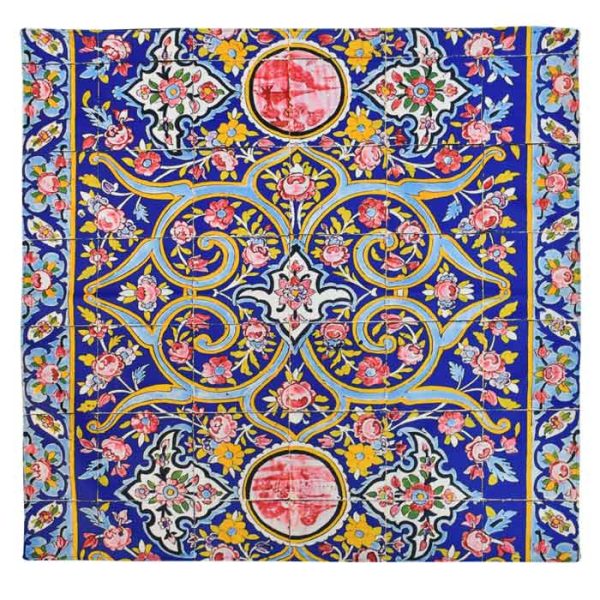ست شکلات خوری فیروزه کوبی 18 سانتی و رومیزی مخمل 1 در 1 2