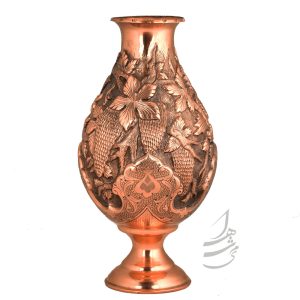 گلدان قلمزنی گل و مرغ مدل لاله ای