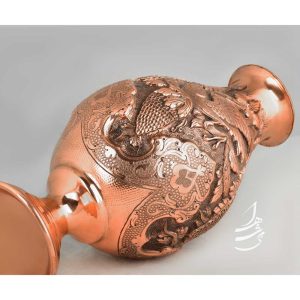 گلدان قلمزنی گل و مرغ مدل لاله ای